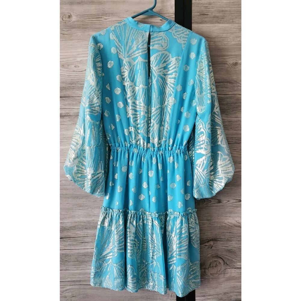 Lilly Pulitzer Joella Metallic Aqua Shell Dress Size 2 NWOT - Picture 3 of 5